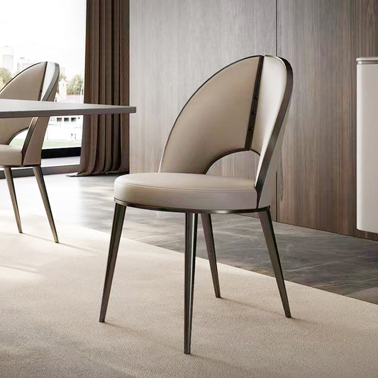 Nordic Style Side Chair Faux Leather Dining Chair with Metal Base for Home Use Clearhalo 'Dining Chairs' 'Dining Tables & Seating' 'dining_chair' 'furn' 'furn_dining_chair' 'Furniture' 'Kitchen & Dining Furniture' 7028447