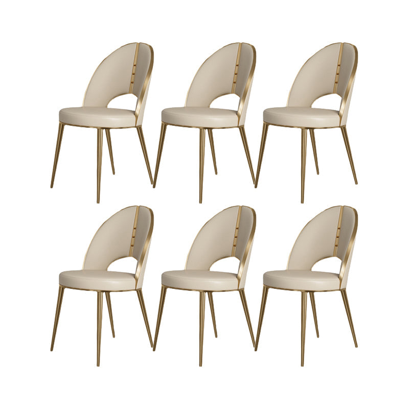 Nordic Style Side Chair Faux Leather Dining Chair with Metal Base for Home Use Gold 6 Piece Set Clearhalo 'Dining Chairs' 'Dining Tables & Seating' 'dining_chair' 'furn' 'furn_dining_chair' 'Furniture' 'Kitchen & Dining Furniture' 7028448
