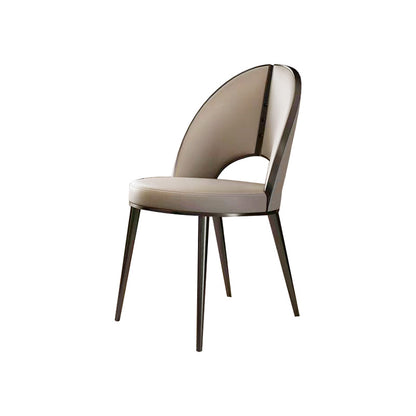 Nordic Style Side Chair Faux Leather Dining Chair with Metal Base for Home Use Grey 1 Piece Clearhalo 'Dining Chairs' 'Dining Tables & Seating' 'dining_chair' 'furn' 'furn_dining_chair' 'Furniture' 'Kitchen & Dining Furniture' 7028451