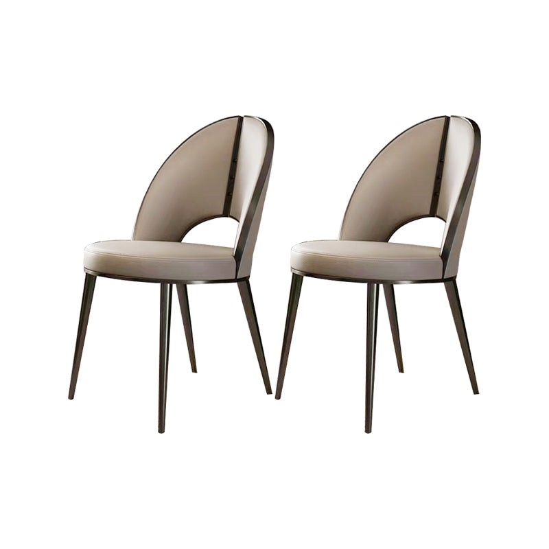 Nordic Style Side Chair Faux Leather Dining Chair with Metal Base for Home Use Grey 2 Piece Set Clearhalo 'Dining Chairs' 'Dining Tables & Seating' 'dining_chair' 'furn' 'furn_dining_chair' 'Furniture' 'Kitchen & Dining Furniture' 7028453