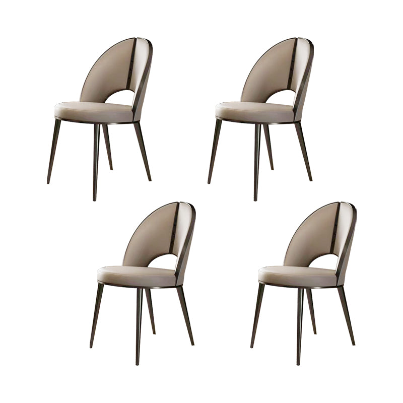 Nordic Style Side Chair Faux Leather Dining Chair with Metal Base for Home Use Grey 4 Piece Set Clearhalo 'Dining Chairs' 'Dining Tables & Seating' 'dining_chair' 'furn' 'furn_dining_chair' 'Furniture' 'Kitchen & Dining Furniture' 7028455