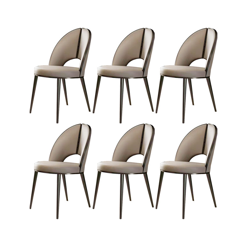 Nordic Style Side Chair Faux Leather Dining Chair with Metal Base for Home Use Grey 6 Piece Set Clearhalo 'Dining Chairs' 'Dining Tables & Seating' 'dining_chair' 'furn' 'furn_dining_chair' 'Furniture' 'Kitchen & Dining Furniture' 7028458