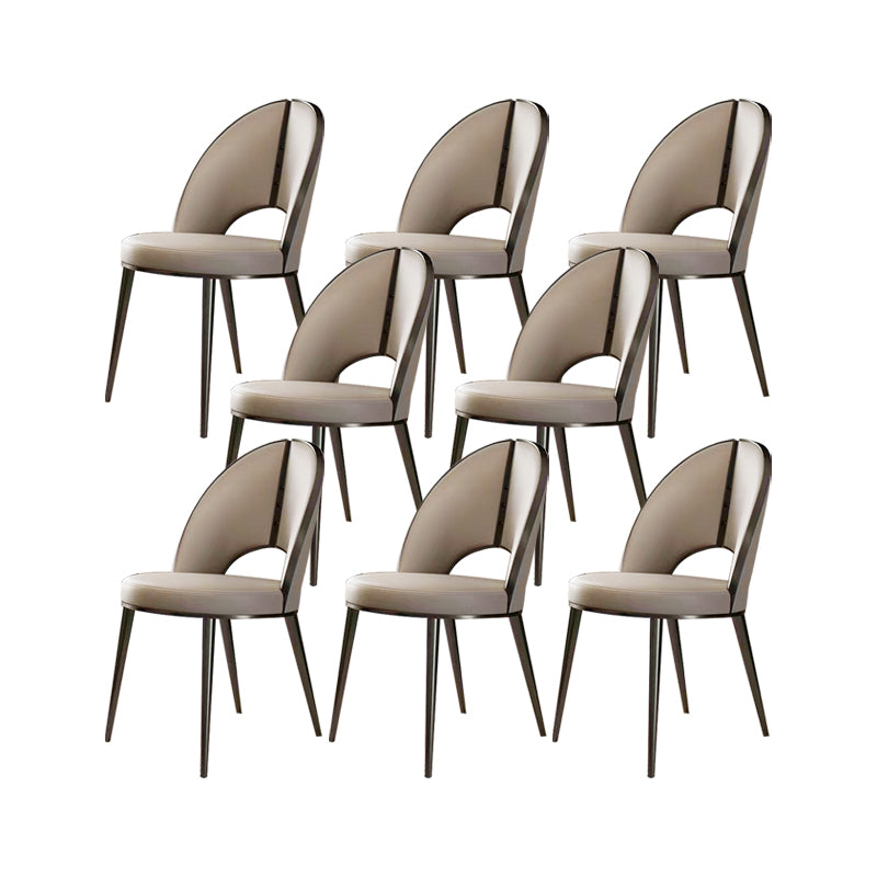 Nordic Style Side Chair Faux Leather Dining Chair with Metal Base for Home Use Grey 8 Piece Set Clearhalo 'Dining Chairs' 'Dining Tables & Seating' 'dining_chair' 'furn' 'furn_dining_chair' 'Furniture' 'Kitchen & Dining Furniture' 7028459