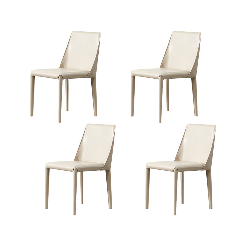 Contemporary Kitchen Dining Chairs Faux Leather Dining Chairs Off-White 4 Piece Set Clearhalo 'Dining Chairs' 'Dining Tables & Seating' 'dining_chair' 'furn' 'furn_dining_chair' 'Furniture' 'Kitchen & Dining Furniture' 7028465