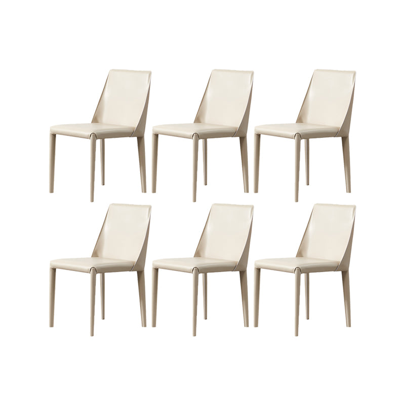 Contemporary Kitchen Dining Chairs Faux Leather Dining Chairs Off-White 6 Piece Set Clearhalo 'Dining Chairs' 'Dining Tables & Seating' 'dining_chair' 'furn' 'furn_dining_chair' 'Furniture' 'Kitchen & Dining Furniture' 7028468