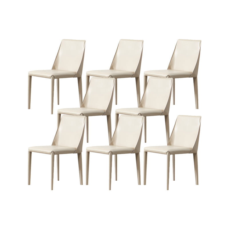 Contemporary Kitchen Dining Chairs Faux Leather Dining Chairs Off-White 8 Piece Set Clearhalo 'Dining Chairs' 'Dining Tables & Seating' 'dining_chair' 'furn' 'furn_dining_chair' 'Furniture' 'Kitchen & Dining Furniture' 7028469