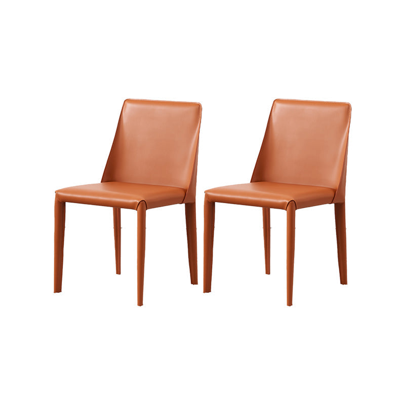 Contemporary Kitchen Dining Chairs Faux Leather Dining Chairs Orange 2 Piece Set Clearhalo 'Dining Chairs' 'Dining Tables & Seating' 'dining_chair' 'furn' 'furn_dining_chair' 'Furniture' 'Kitchen & Dining Furniture' 7028473
