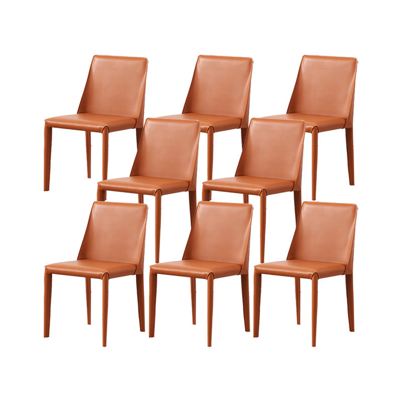 Contemporary Kitchen Dining Chairs Faux Leather Dining Chairs Orange 8 Piece Set Clearhalo 'Dining Chairs' 'Dining Tables & Seating' 'dining_chair' 'furn' 'furn_dining_chair' 'Furniture' 'Kitchen & Dining Furniture' 7028479