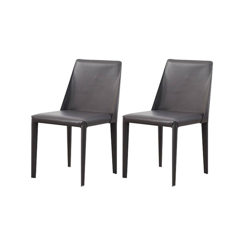 Contemporary Kitchen Dining Chairs Faux Leather Dining Chairs Dark Gray 2 Piece Set Clearhalo 'Dining Chairs' 'Dining Tables & Seating' 'dining_chair' 'furn' 'furn_dining_chair' 'Furniture' 'Kitchen & Dining Furniture' 7028484