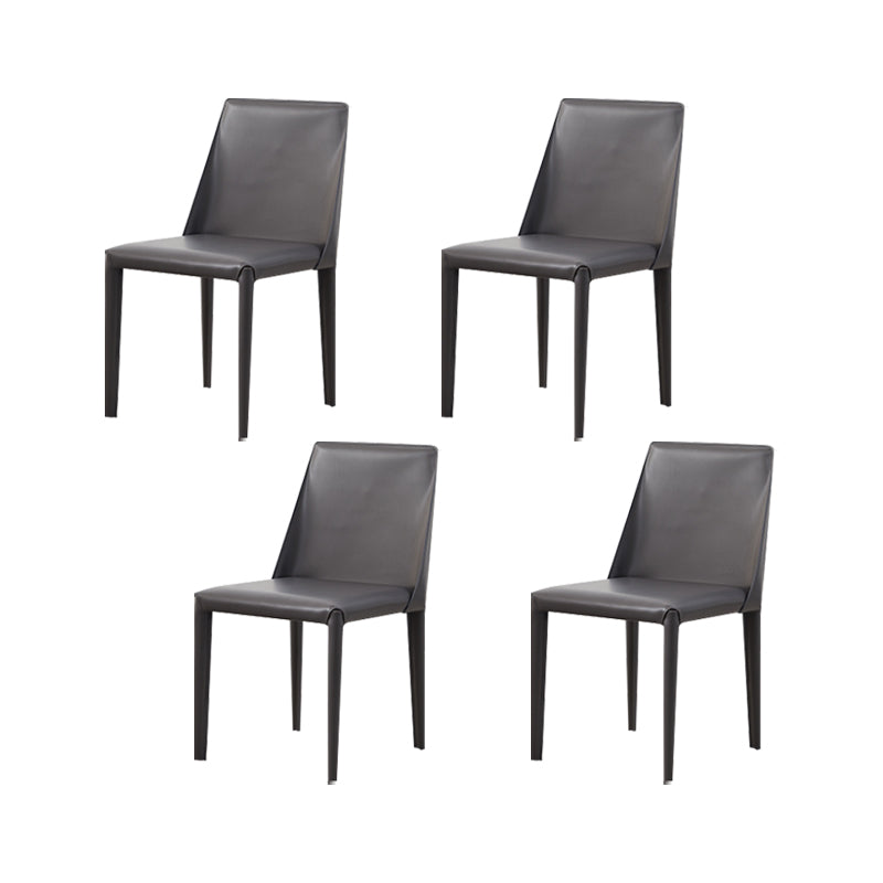Contemporary Kitchen Dining Chairs Faux Leather Dining Chairs Dark Gray 4 Piece Set Clearhalo 'Dining Chairs' 'Dining Tables & Seating' 'dining_chair' 'furn' 'furn_dining_chair' 'Furniture' 'Kitchen & Dining Furniture' 7028485