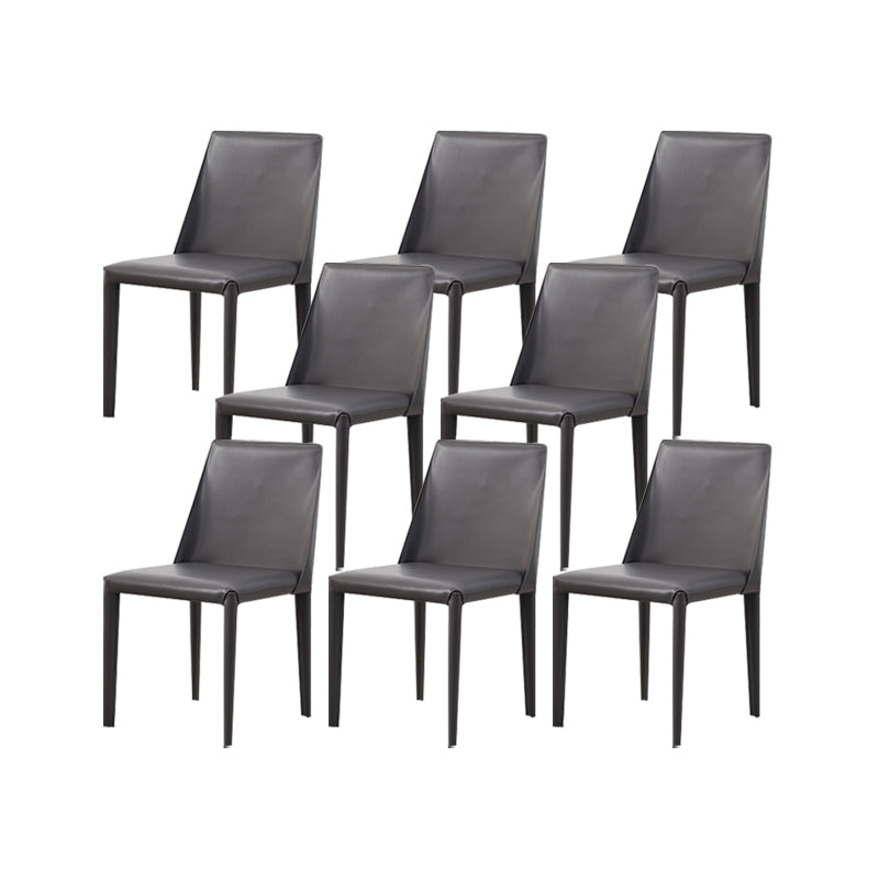 Contemporary Kitchen Dining Chairs Faux Leather Dining Chairs Dark Gray 8 Piece Set Clearhalo 'Dining Chairs' 'Dining Tables & Seating' 'dining_chair' 'furn' 'furn_dining_chair' 'Furniture' 'Kitchen & Dining Furniture' 7028487