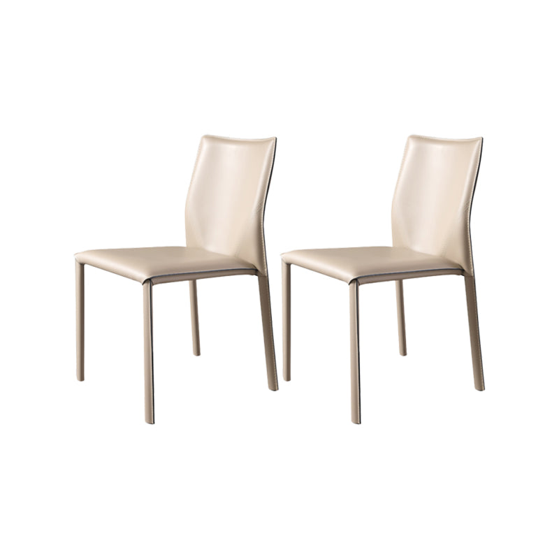 Faux Leather Kitchen Dining Chairs Armless Chairs with Metal Base Khaki 2 Piece Set Clearhalo 'Dining Chairs' 'Dining Tables & Seating' 'dining_chair' 'furn' 'furn_dining_chair' 'Furniture' 'Kitchen & Dining Furniture' 7028494