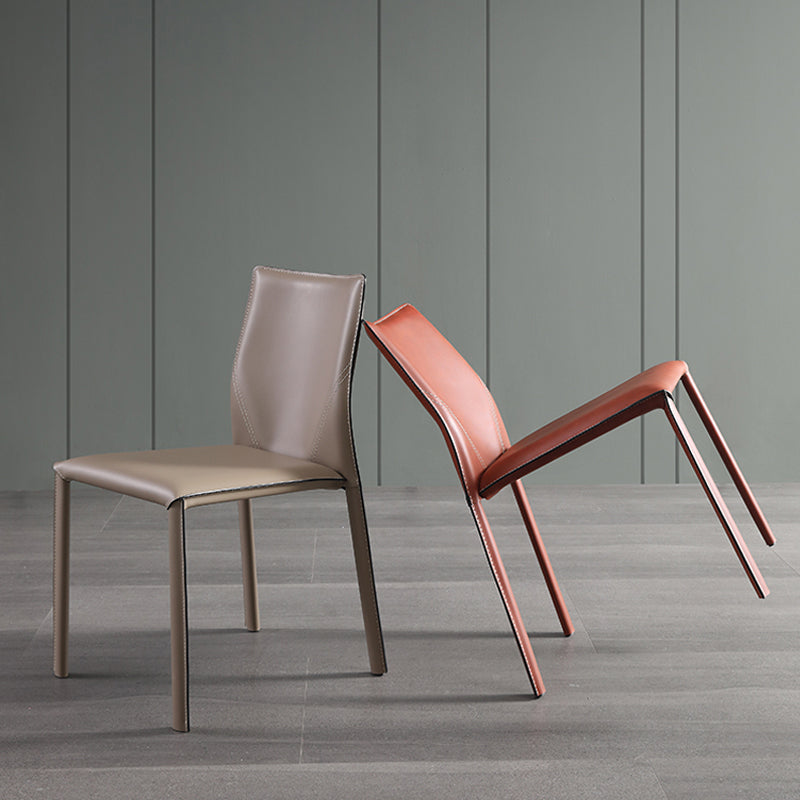 Faux Leather Kitchen Dining Chairs Armless Chairs with Metal Base Clearhalo 'Dining Chairs' 'Dining Tables & Seating' 'dining_chair' 'furn' 'furn_dining_chair' 'Furniture' 'Kitchen & Dining Furniture' 7028495