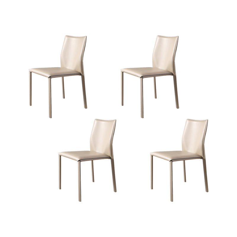 Faux Leather Kitchen Dining Chairs Armless Chairs with Metal Base Khaki 4 Piece Set Clearhalo 'Dining Chairs' 'Dining Tables & Seating' 'dining_chair' 'furn' 'furn_dining_chair' 'Furniture' 'Kitchen & Dining Furniture' 7028496