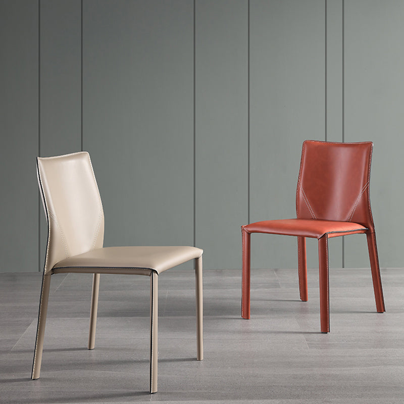 Faux Leather Kitchen Dining Chairs Armless Chairs with Metal Base Clearhalo 'Dining Chairs' 'Dining Tables & Seating' 'dining_chair' 'furn' 'furn_dining_chair' 'Furniture' 'Kitchen & Dining Furniture' 7028497