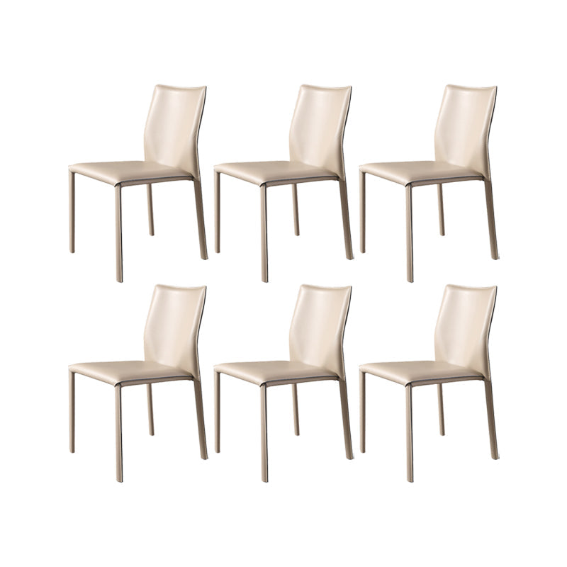 Faux Leather Kitchen Dining Chairs Armless Chairs with Metal Base Khaki 6 Piece Set Clearhalo 'Dining Chairs' 'Dining Tables & Seating' 'dining_chair' 'furn' 'furn_dining_chair' 'Furniture' 'Kitchen & Dining Furniture' 7028499
