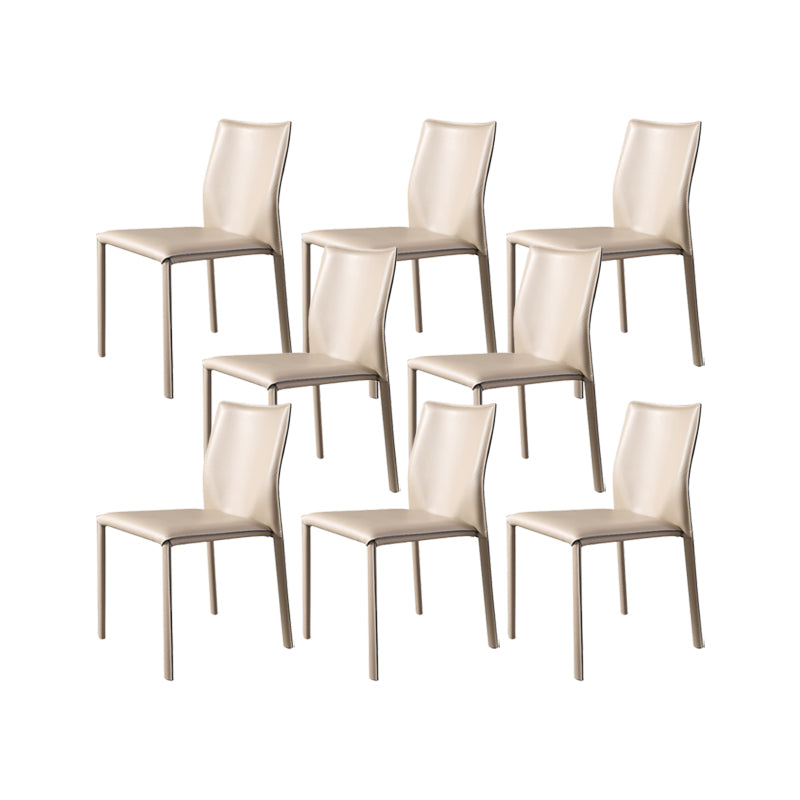 Faux Leather Kitchen Dining Chairs Armless Chairs with Metal Base Khaki 8 Piece Set Clearhalo 'Dining Chairs' 'Dining Tables & Seating' 'dining_chair' 'furn' 'furn_dining_chair' 'Furniture' 'Kitchen & Dining Furniture' 7028501