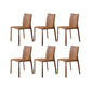 Faux Leather Kitchen Dining Chairs Armless Chairs with Metal Base Brown Yellow 6 Piece Set Clearhalo 'Dining Chairs' 'Dining Tables & Seating' 'dining_chair' 'furn' 'furn_dining_chair' 'Furniture' 'Kitchen & Dining Furniture' 7028507