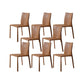 Faux Leather Kitchen Dining Chairs Armless Chairs with Metal Base Brown Yellow 8 Piece Set Clearhalo 'Dining Chairs' 'Dining Tables & Seating' 'dining_chair' 'furn' 'furn_dining_chair' 'Furniture' 'Kitchen & Dining Furniture' 7028509