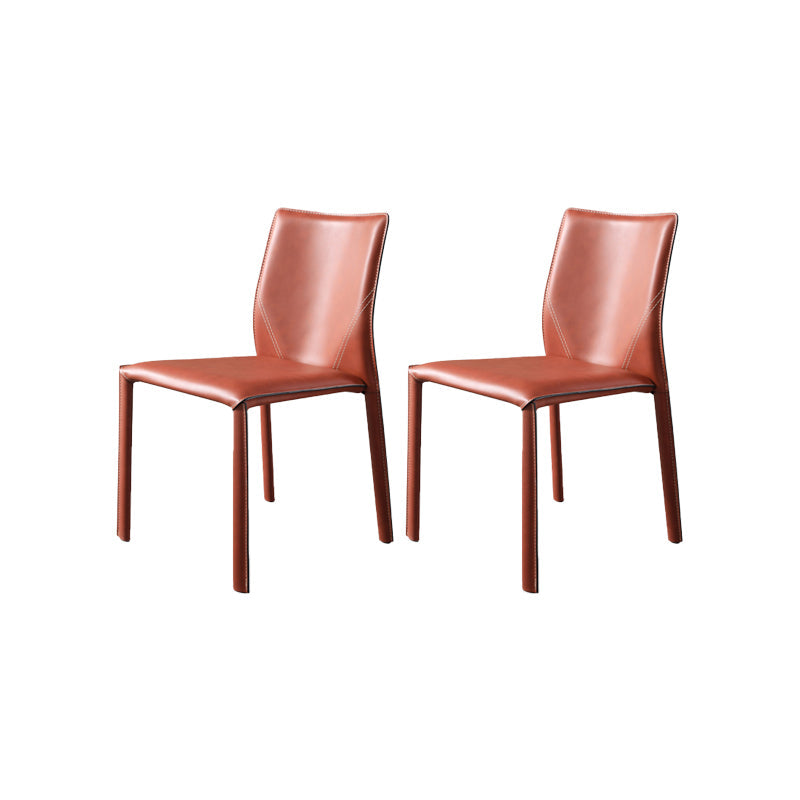 Faux Leather Kitchen Dining Chairs Armless Chairs with Metal Base Burgundy 2 Piece Set Clearhalo 'Dining Chairs' 'Dining Tables & Seating' 'dining_chair' 'furn' 'furn_dining_chair' 'Furniture' 'Kitchen & Dining Furniture' 7028510
