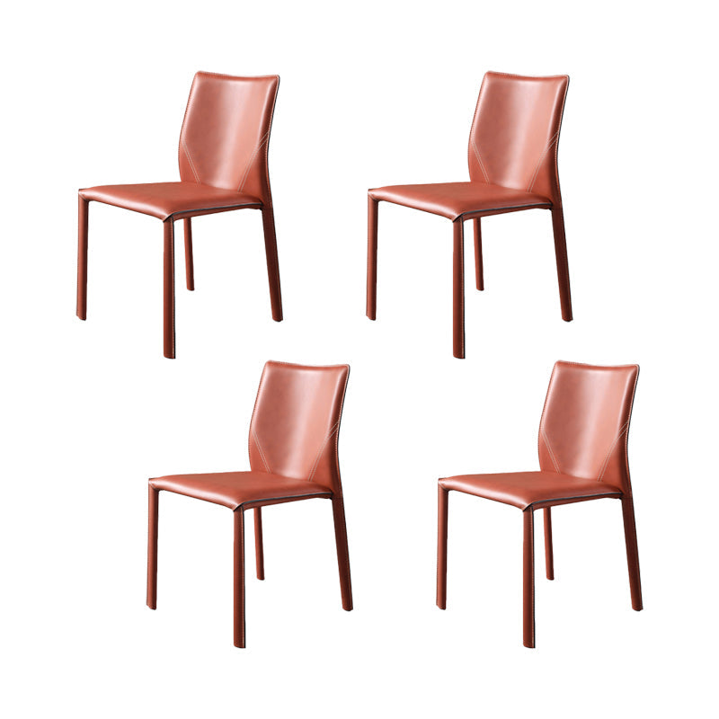 Faux Leather Kitchen Dining Chairs Armless Chairs with Metal Base Burgundy 4 Piece Set Clearhalo 'Dining Chairs' 'Dining Tables & Seating' 'dining_chair' 'furn' 'furn_dining_chair' 'Furniture' 'Kitchen & Dining Furniture' 7028511