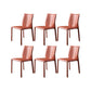 Faux Leather Kitchen Dining Chairs Armless Chairs with Metal Base Burgundy 6 Piece Set Clearhalo 'Dining Chairs' 'Dining Tables & Seating' 'dining_chair' 'furn' 'furn_dining_chair' 'Furniture' 'Kitchen & Dining Furniture' 7028512