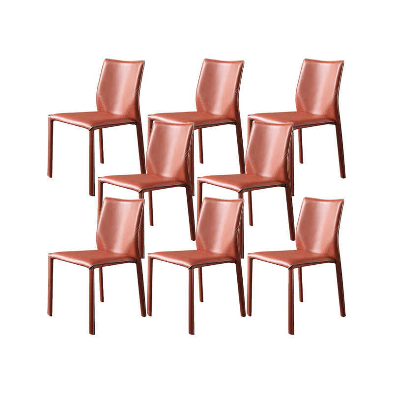 Faux Leather Kitchen Dining Chairs Armless Chairs with Metal Base Burgundy 8 Piece Set Clearhalo 'Dining Chairs' 'Dining Tables & Seating' 'dining_chair' 'furn' 'furn_dining_chair' 'Furniture' 'Kitchen & Dining Furniture' 7028513