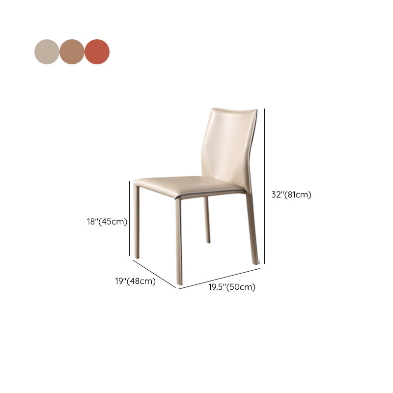 Faux Leather Kitchen Dining Chairs Armless Chairs with Metal Base Clearhalo 'Dining Chairs' 'Dining Tables & Seating' 'dining_chair' 'furn' 'furn_dining_chair' 'Furniture' 'Kitchen & Dining Furniture' 7028514