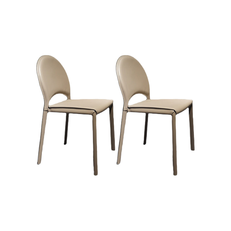 Faux Leather Dining Chairs Contemporary Chair with Metal Legs Off-White 2 Piece Set Clearhalo 'Dining Chairs' 'Dining Tables & Seating' 'dining_chair' 'furn' 'furn_dining_chair' 'Furniture' 'Kitchen & Dining Furniture' 7028517