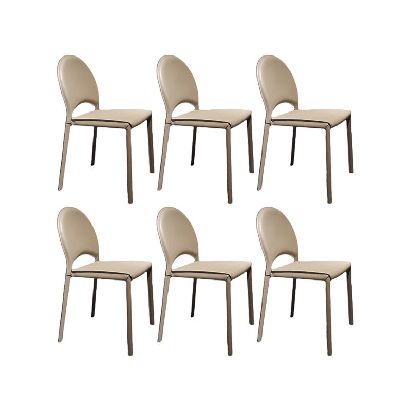 Faux Leather Dining Chairs Contemporary Chair with Metal Legs Off-White 6 Piece Set Clearhalo 'Dining Chairs' 'Dining Tables & Seating' 'dining_chair' 'furn' 'furn_dining_chair' 'Furniture' 'Kitchen & Dining Furniture' 7028522