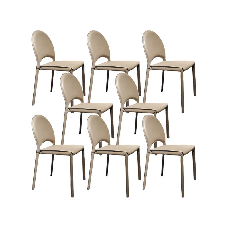 Faux Leather Dining Chairs Contemporary Chair with Metal Legs Off-White 8 Piece Set Clearhalo 'Dining Chairs' 'Dining Tables & Seating' 'dining_chair' 'furn' 'furn_dining_chair' 'Furniture' 'Kitchen & Dining Furniture' 7028524
