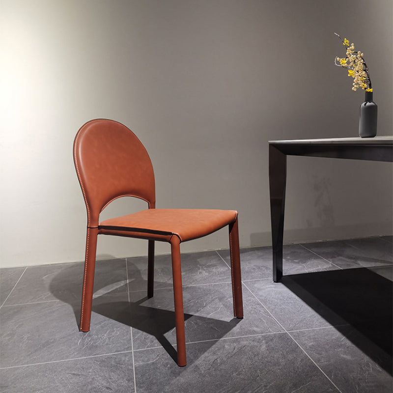 Faux Leather Dining Chairs Contemporary Chair with Metal Legs Burgundy 1 Piece Clearhalo 'Dining Chairs' 'Dining Tables & Seating' 'dining_chair' 'furn' 'furn_dining_chair' 'Furniture' 'Kitchen & Dining Furniture' 7028525