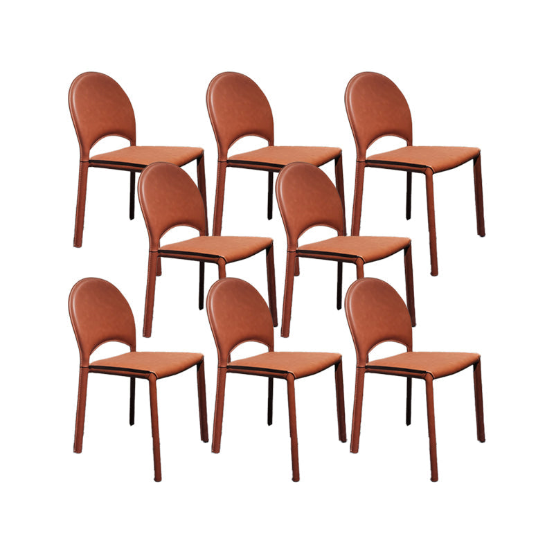 Faux Leather Dining Chairs Contemporary Chair with Metal Legs Burgundy 8 Piece Set Clearhalo 'Dining Chairs' 'Dining Tables & Seating' 'dining_chair' 'furn' 'furn_dining_chair' 'Furniture' 'Kitchen & Dining Furniture' 7028533