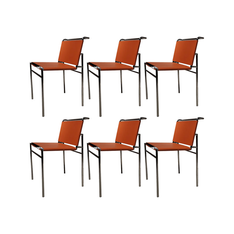 Faux Leather Dining Chairs Industrial Side Chair with Metal Legs