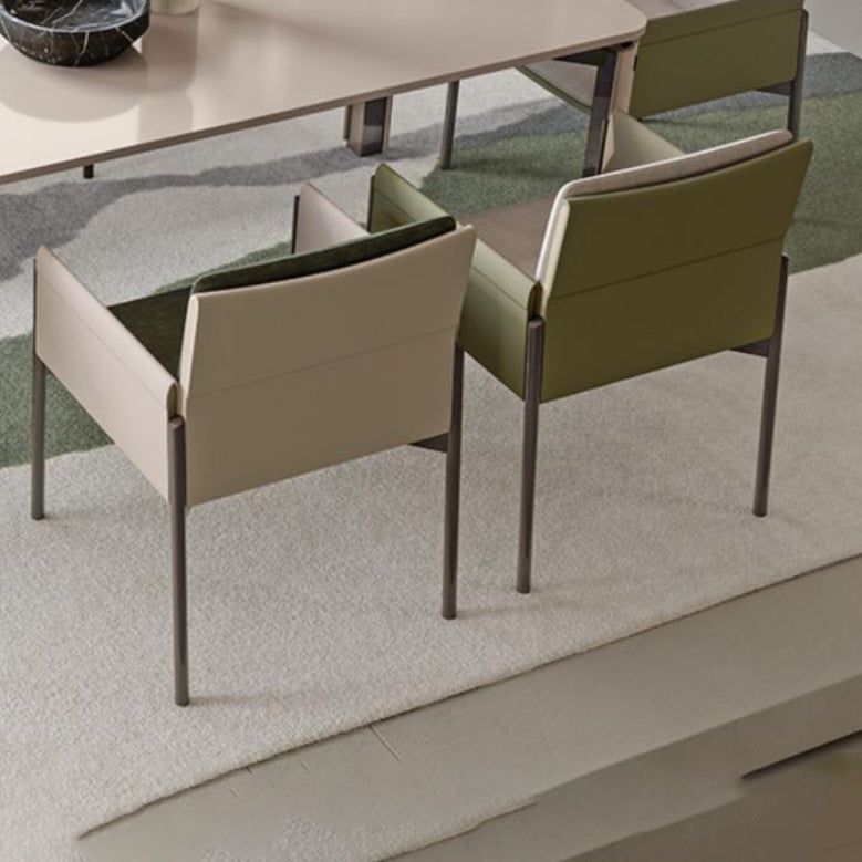 Faux Leather Dining Chair Upholstered Arm Chair with Metal Base Clearhalo 'Dining Chairs' 'Dining Tables & Seating' 'dining_chair' 'furn' 'furn_dining_chair' 'Furniture' 'Kitchen & Dining Furniture' 7028558