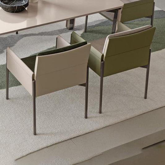 Faux Leather Dining Chair Upholstered Arm Chair with Metal Base Clearhalo 'Dining Chairs' 'Dining Tables & Seating' 'dining_chair' 'furn' 'furn_dining_chair' 'Furniture' 'Kitchen & Dining Furniture' 7028558