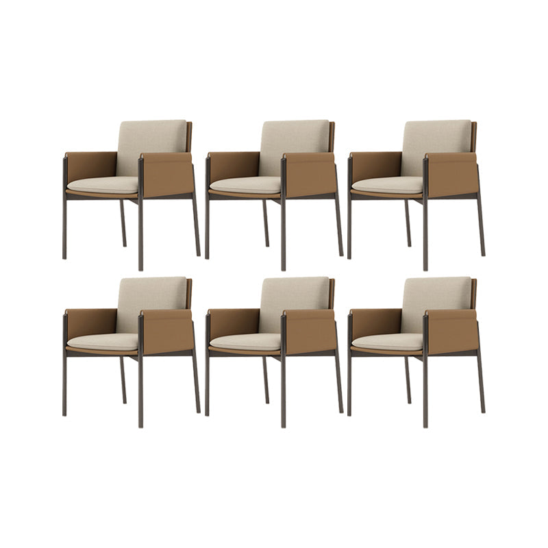 Faux Leather Dining Chair Upholstered Arm Chair with Metal Base 6 Piece Set Clearhalo 'Dining Chairs' 'Dining Tables & Seating' 'dining_chair' 'furn' 'furn_dining_chair' 'Furniture' 'Kitchen & Dining Furniture' 7028561