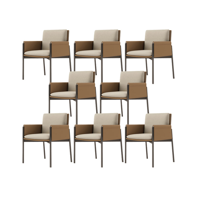 Faux Leather Dining Chair Upholstered Arm Chair with Metal Base 8 Piece Set Clearhalo 'Dining Chairs' 'Dining Tables & Seating' 'dining_chair' 'furn' 'furn_dining_chair' 'Furniture' 'Kitchen & Dining Furniture' 7028563