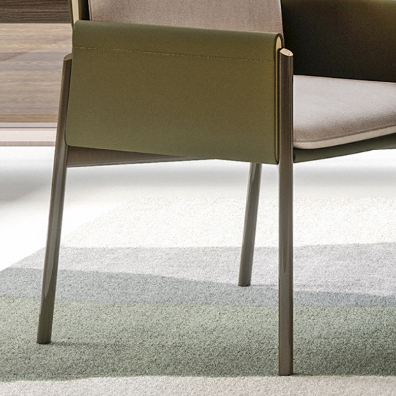 Faux Leather Dining Chair Upholstered Arm Chair with Metal Base Clearhalo 'Dining Chairs' 'Dining Tables & Seating' 'dining_chair' 'furn' 'furn_dining_chair' 'Furniture' 'Kitchen & Dining Furniture' 7028565