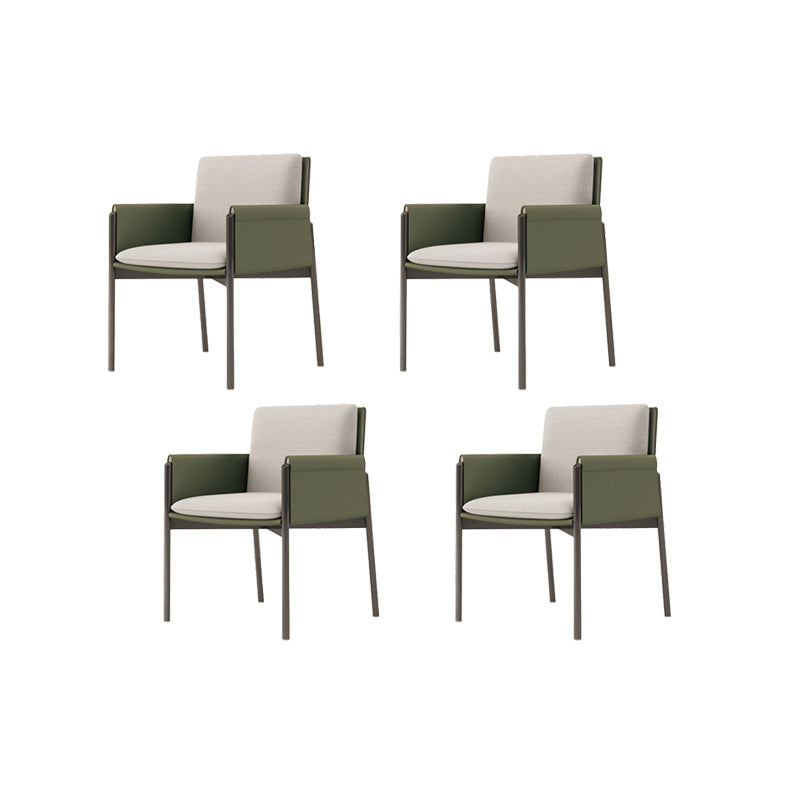 Faux Leather Dining Chair Upholstered Arm Chair with Metal Base 4 Piece Set Clearhalo 'Dining Chairs' 'Dining Tables & Seating' 'dining_chair' 'furn' 'furn_dining_chair' 'Furniture' 'Kitchen & Dining Furniture' 7028568