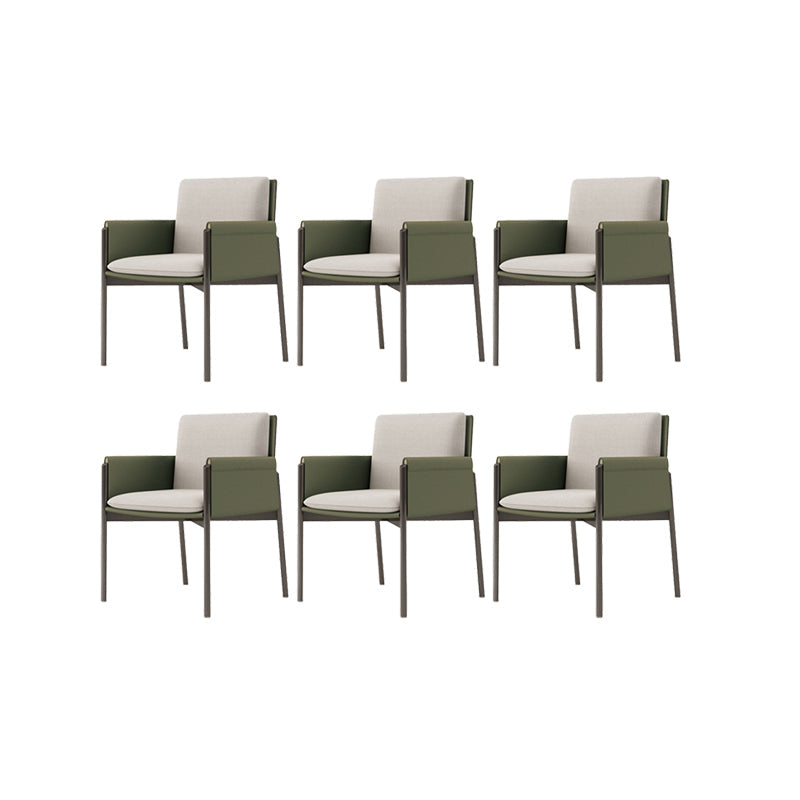 Faux Leather Dining Chair Upholstered Arm Chair with Metal Base 6 Piece Set Clearhalo 'Dining Chairs' 'Dining Tables & Seating' 'dining_chair' 'furn' 'furn_dining_chair' 'Furniture' 'Kitchen & Dining Furniture' 7028570