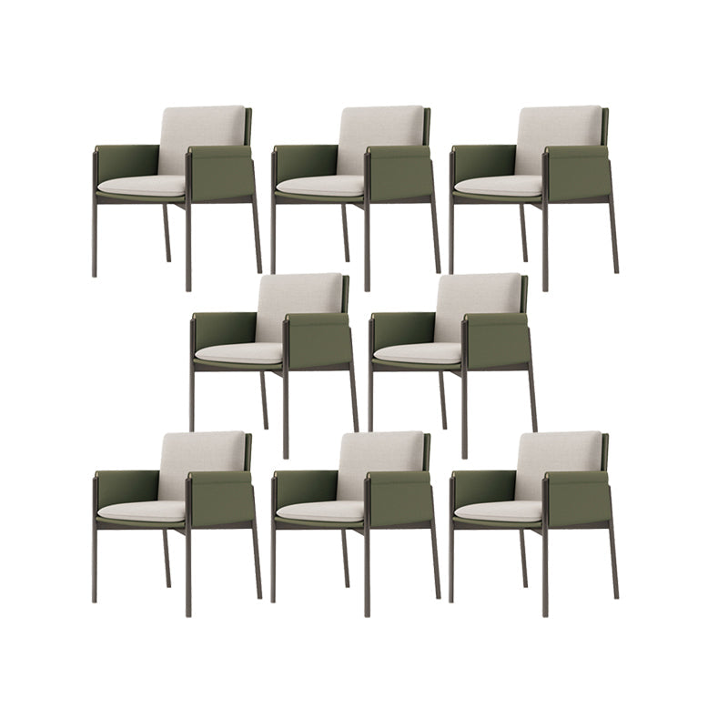 Faux Leather Dining Chair Upholstered Arm Chair with Metal Base 8 Piece Set Clearhalo 'Dining Chairs' 'Dining Tables & Seating' 'dining_chair' 'furn' 'furn_dining_chair' 'Furniture' 'Kitchen & Dining Furniture' 7028571