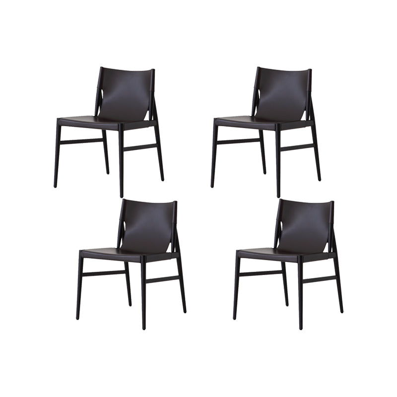 Faux Leather Kitchen Dining Chairs Contemporary Chairs with Wood Base Black 4 Piece Set Clearhalo 'Dining Chairs' 'Dining Tables & Seating' 'dining_chair' 'furn' 'furn_dining_chair' 'Furniture' 'Kitchen & Dining Furniture' 7028576