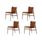 Faux Leather Kitchen Dining Chairs Contemporary Chairs with Wood Base Brown 4 Piece Set Clearhalo 'Dining Chairs' 'Dining Tables & Seating' 'dining_chair' 'furn' 'furn_dining_chair' 'Furniture' 'Kitchen & Dining Furniture' 7028585