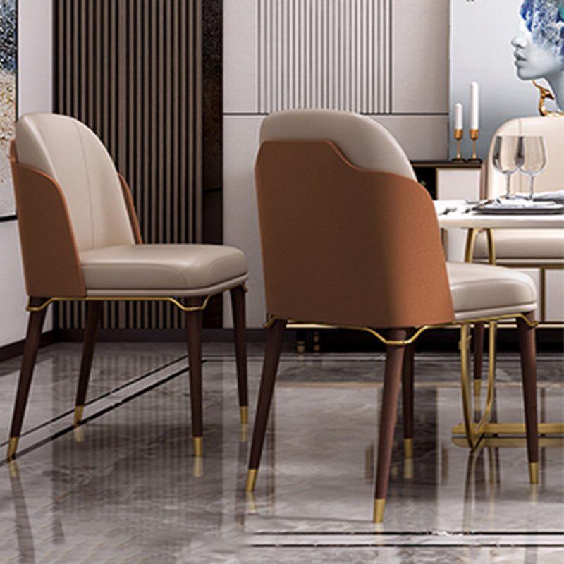 Gestoffeerde eetkamerstoelen faux lederen stoelen met houten basis