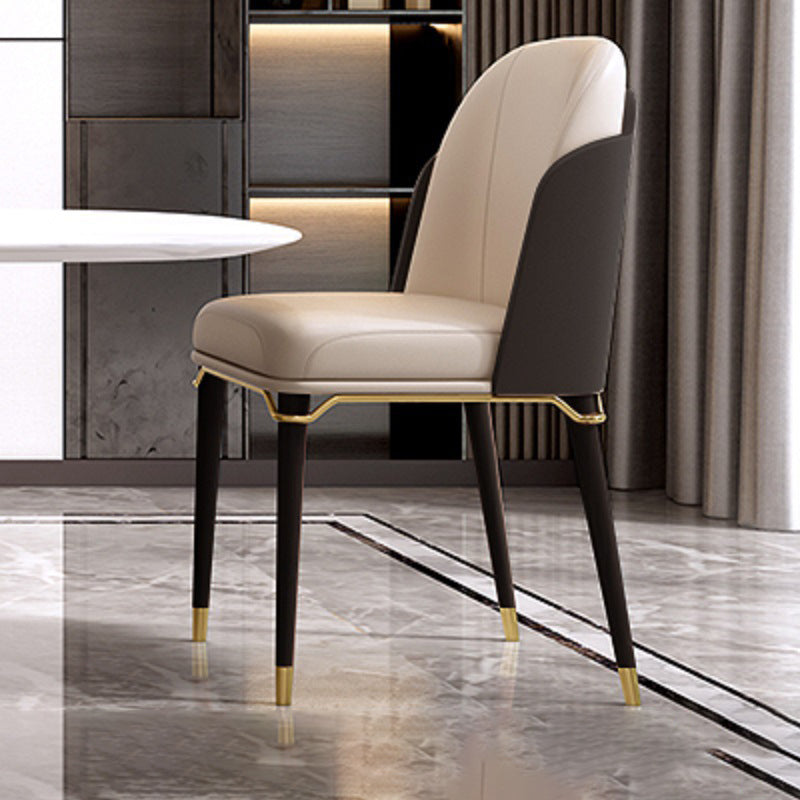 Gestoffeerde eetkamerstoelen faux lederen stoelen met houten basis