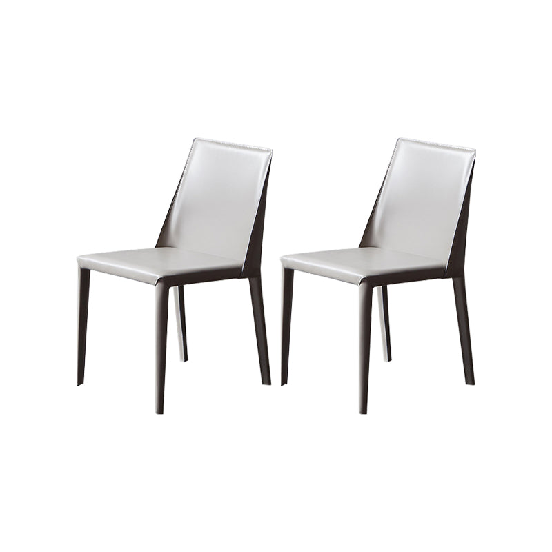 Armless Kitchen Dining Chairs Faux Leather Chairs with Metal Base