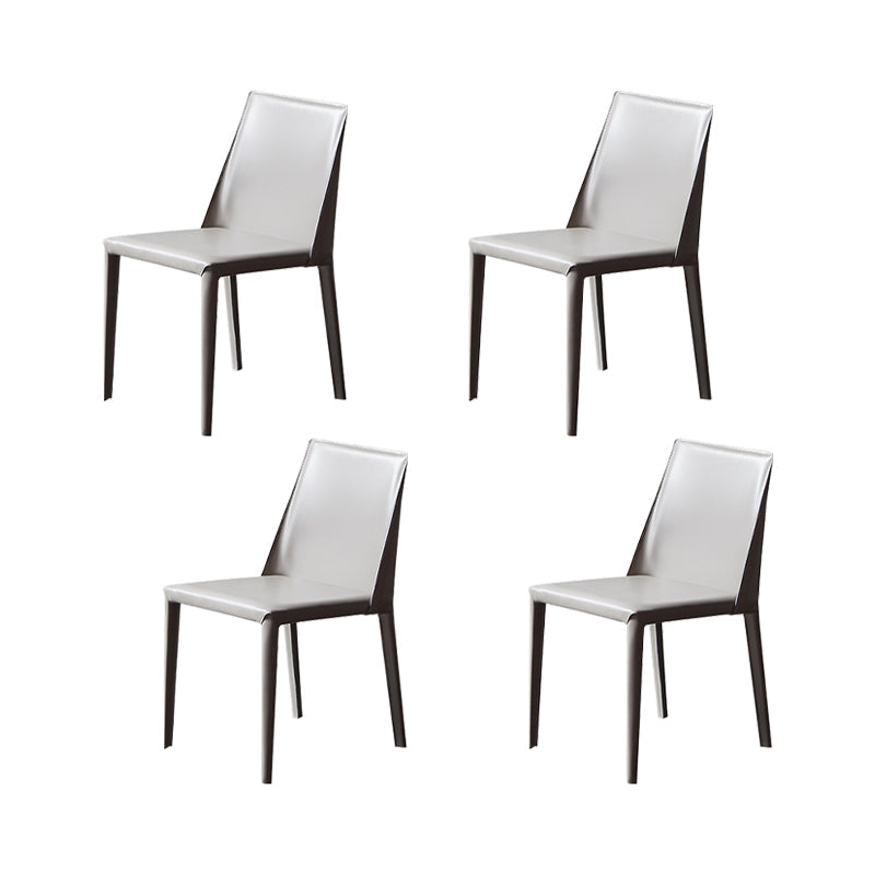 Armless Kitchen Dining Chairs Faux Leather Chairs with Metal Base
