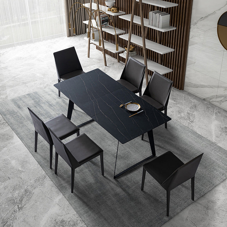 Armless Kitchen Dining Chairs Faux Leather Chairs with Metal Base