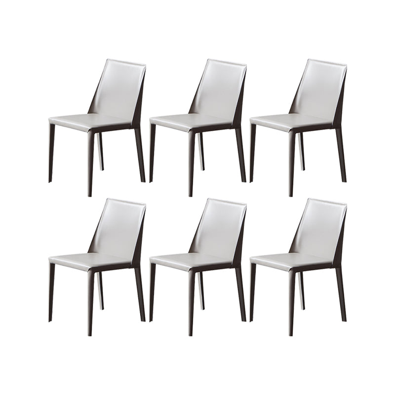 Armless Kitchen Dining Chairs Faux Leather Chairs with Metal Base